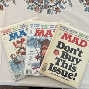 Set of three Vintage MAD Magazines. No 212,213,214, 1980